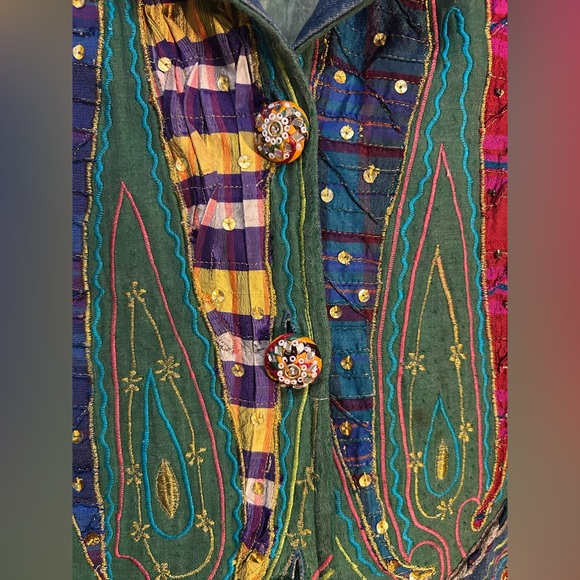 Anage Multicolor Embroidered Silk-Blend Jacket - Picture 3 of 7